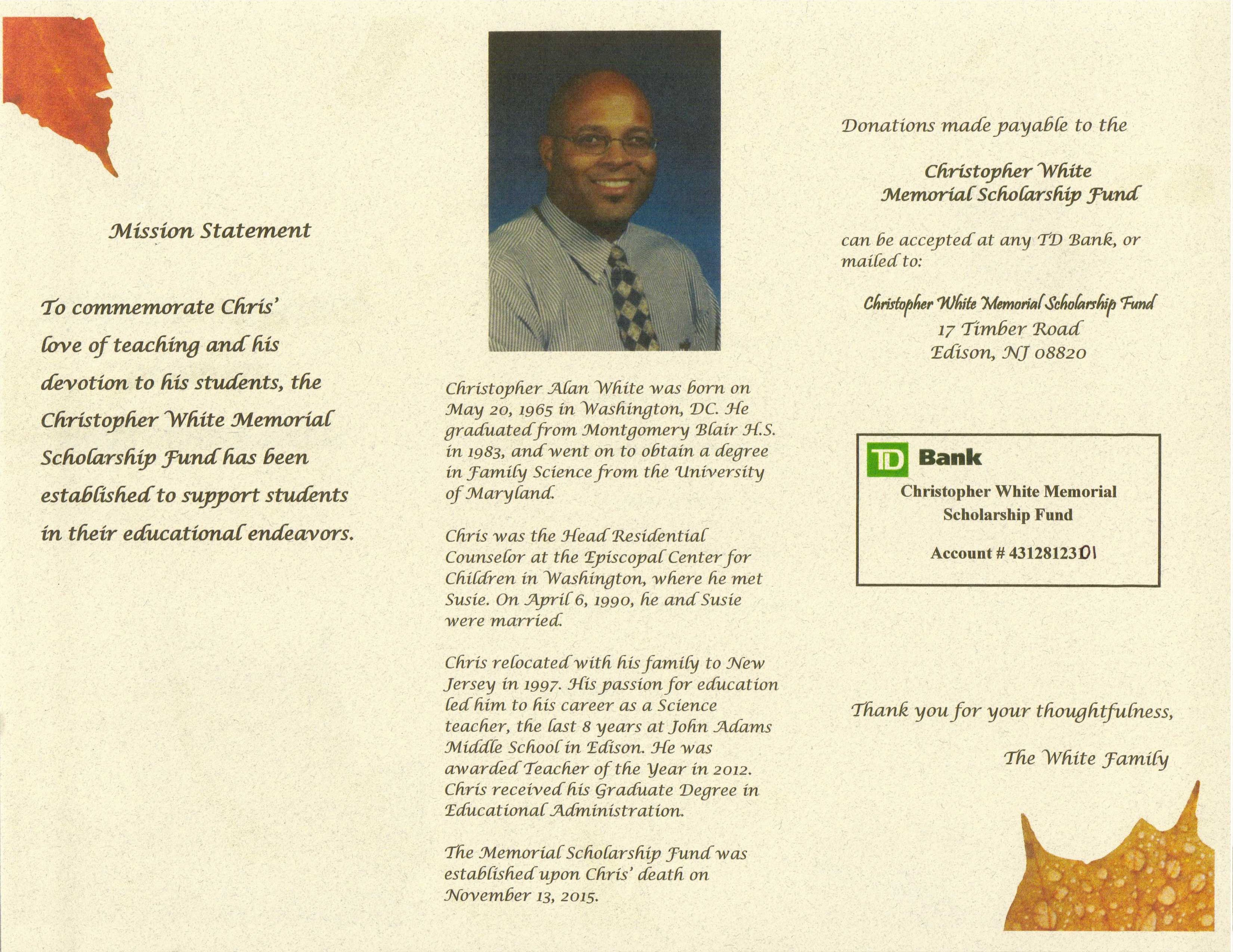 Christopher White Obituary Edison Nj Costello Runyon Funeral Home Metuchen Iselin New Jersey